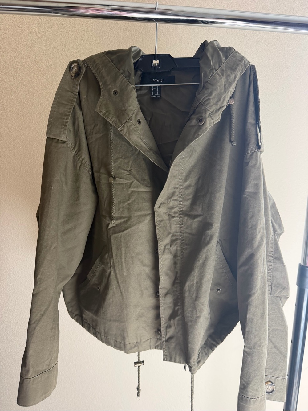 Forever 21 Men’s Hooded Military Anorak in Olive